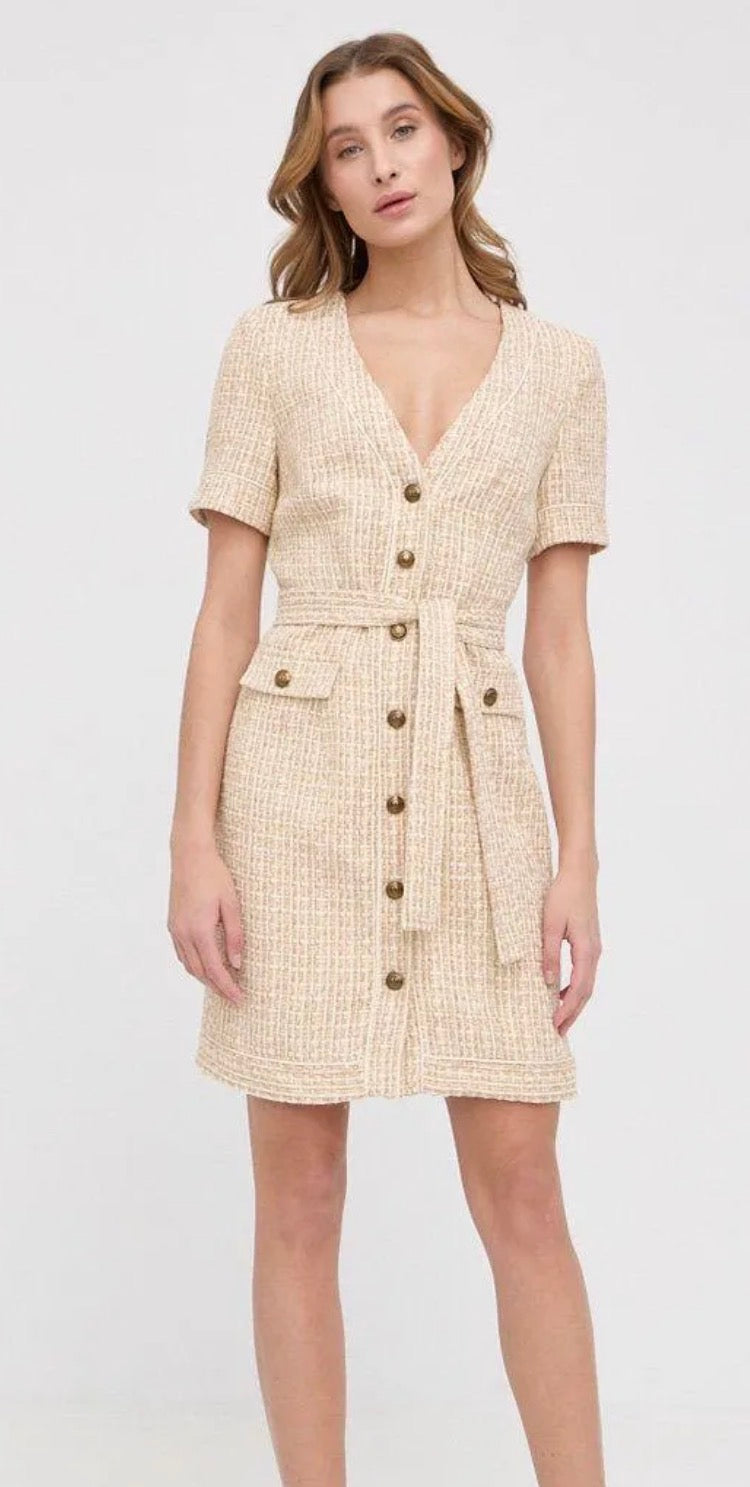 MARCIANO by Guess Spencer Tweed Dress – Beige
