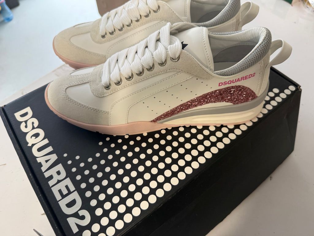 DSQUARED2 Glitter Leather Sneakers