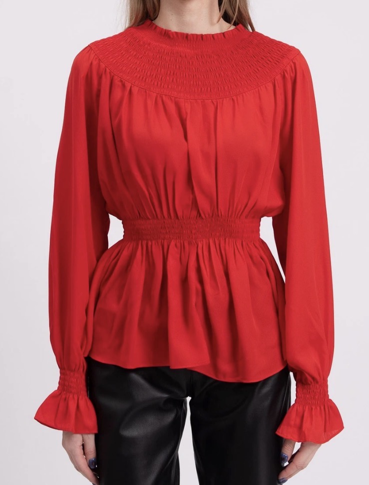 GEORGE J. LOVE Shirred Self-Tie Blouse – IT 38