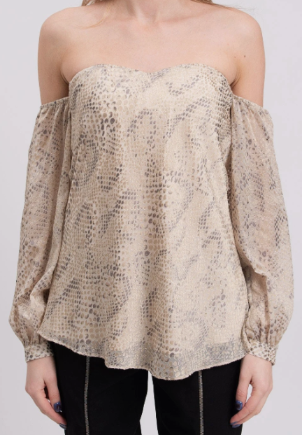 HAUTE HIPPIE Fil Coupé Snakeskin Bandeau Top