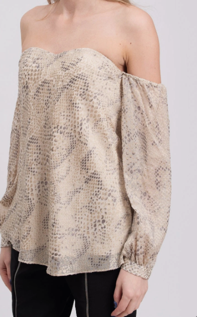 HAUTE HIPPIE Fil Coupé Snakeskin Bandeau Top