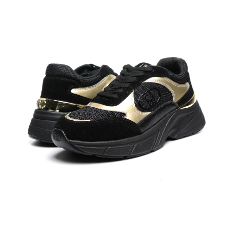 LIU JO Cow Suede Mesh Metal Sneakers