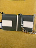 ELISABETTA FRANCHI Logo Chain Crossbody Bag – Green