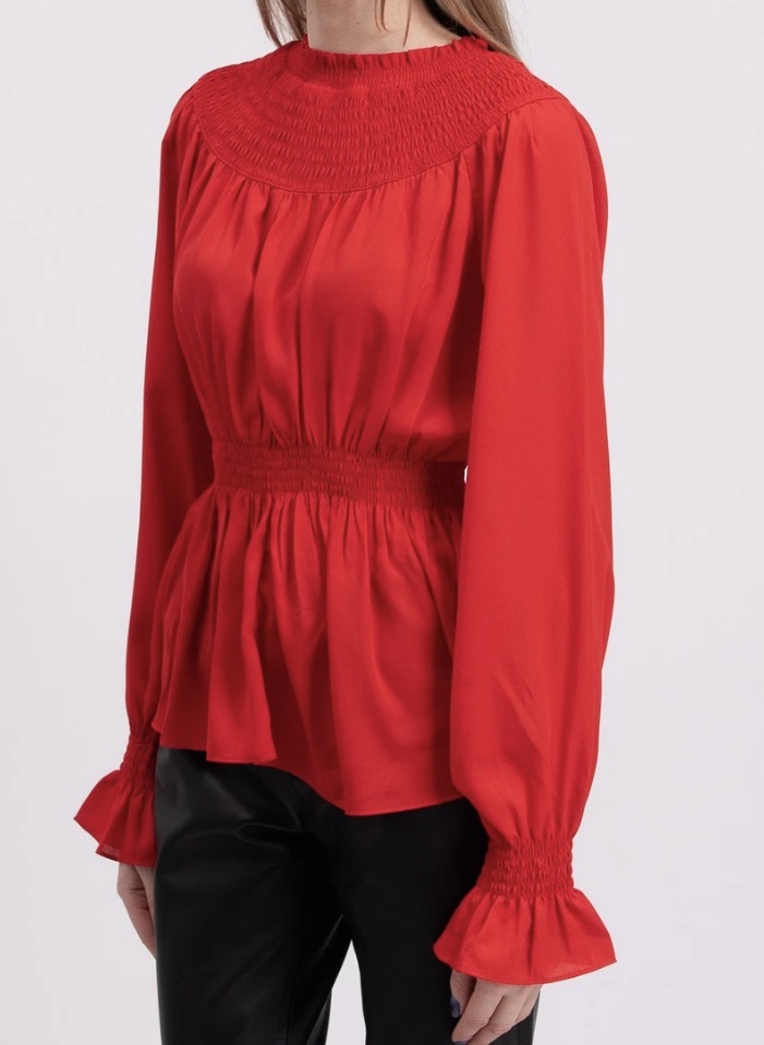GEORGE J. LOVE Shirred Self-Tie Blouse – IT 38
