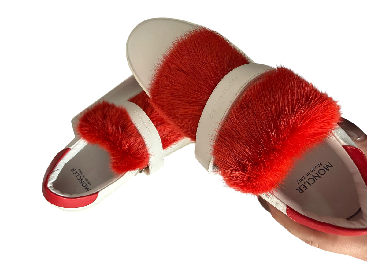 MONCLER Lucie Leather & Mink Fur Sneakers
