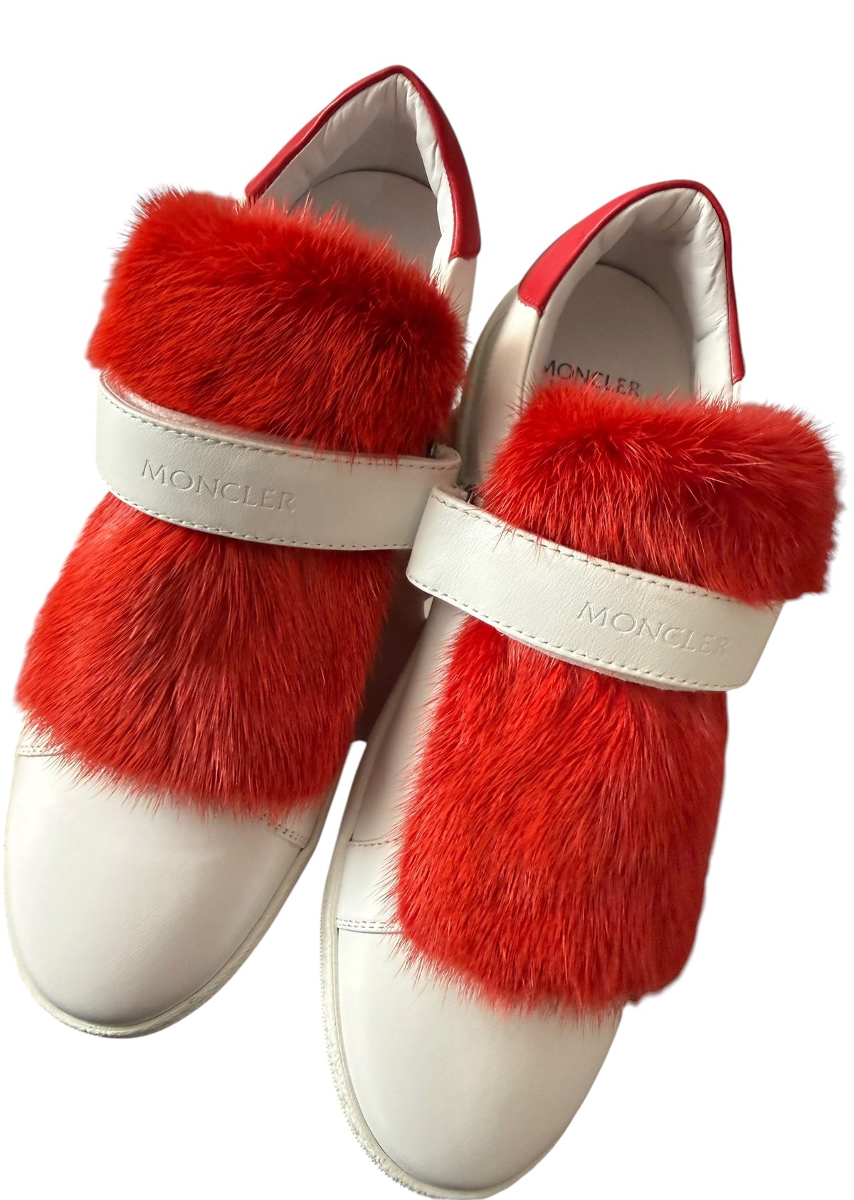 MONCLER Lucie Leather & Mink Fur Sneakers