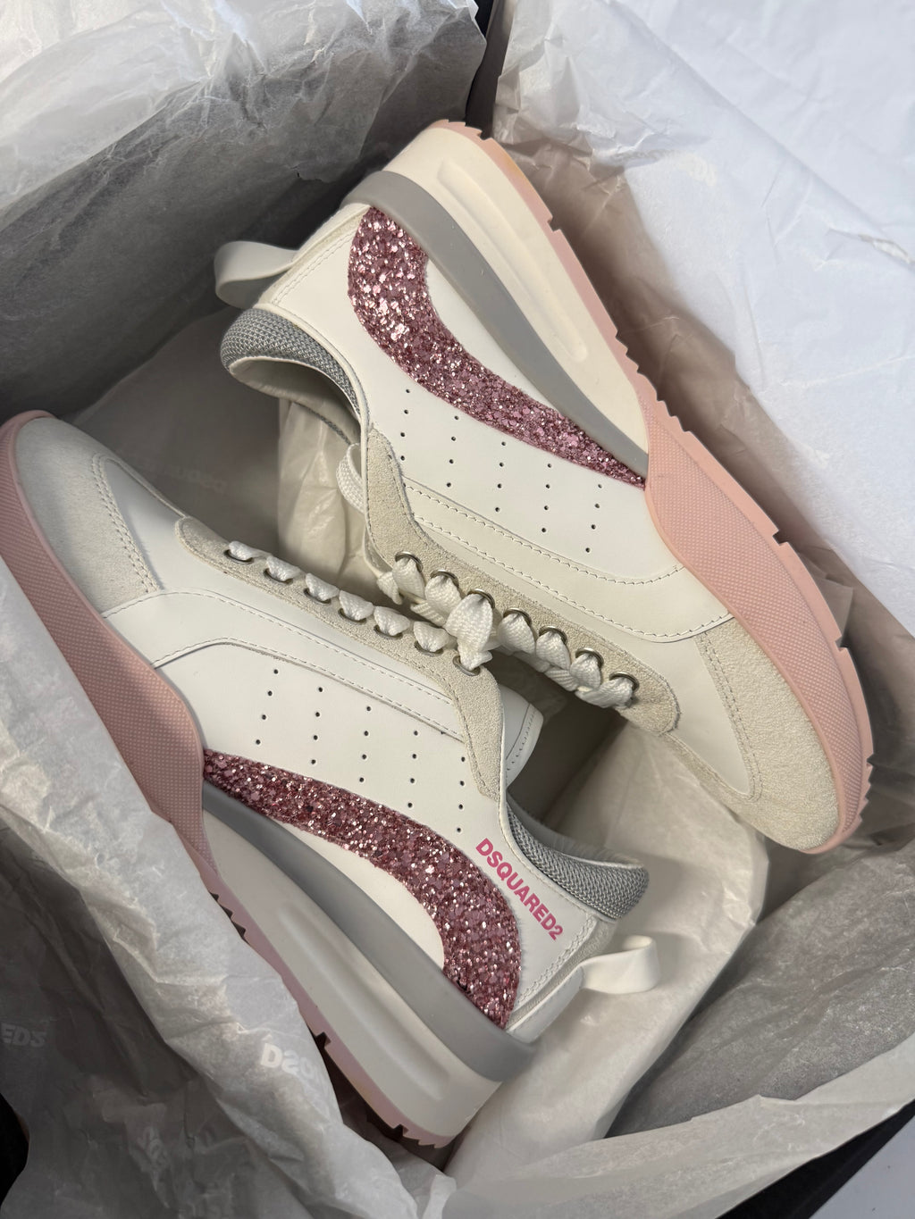 DSQUARED2 Glitter Leather Sneakers