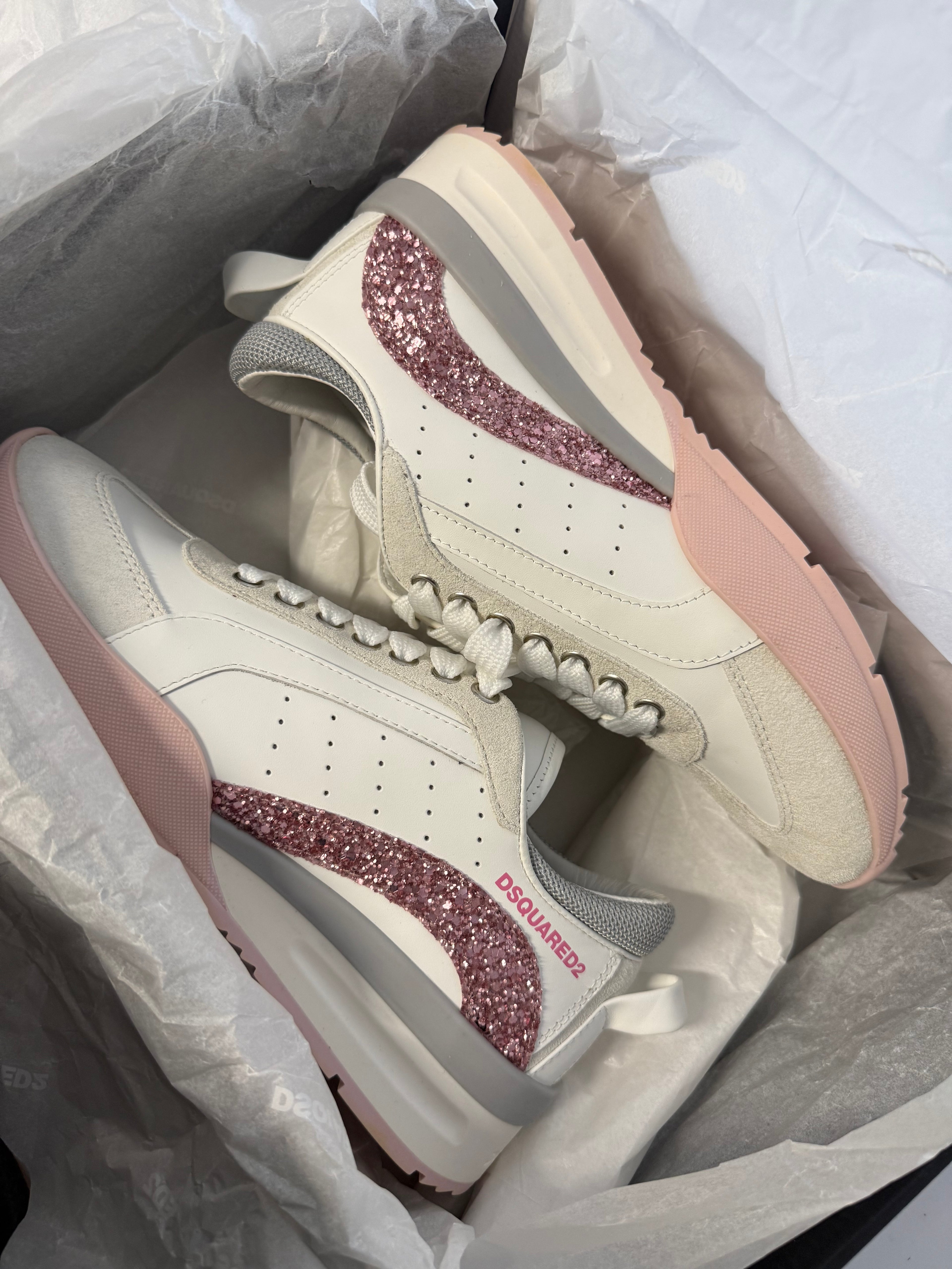 DSQUARED2 Glitter Leather Sneakers
