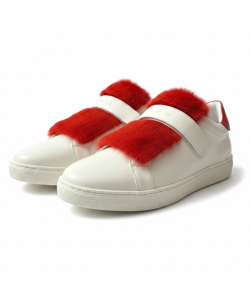 MONCLER Lucie Leather & Mink Fur Sneakers