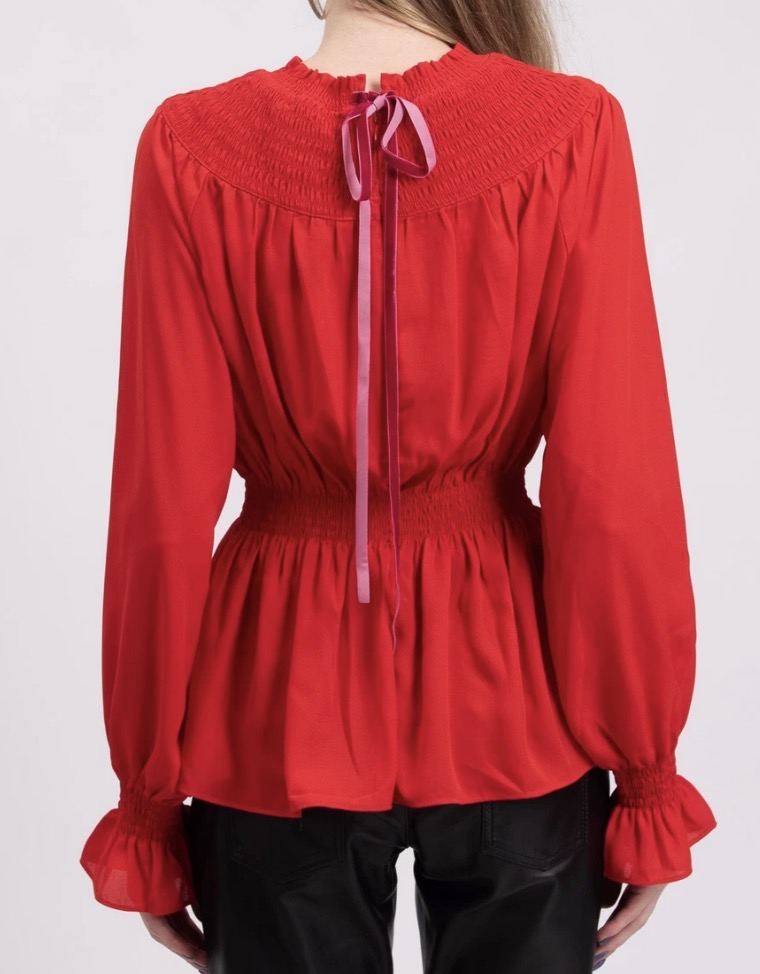 GEORGE J. LOVE Shirred Self-Tie Blouse – IT 38