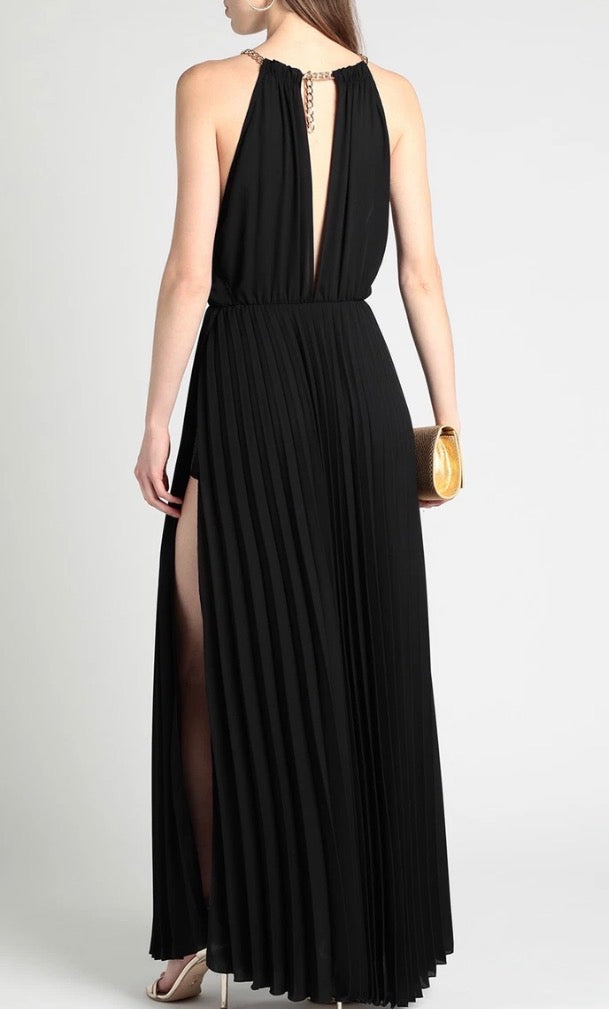 CRISTINAEFFE Black Pleated Maxi Dress