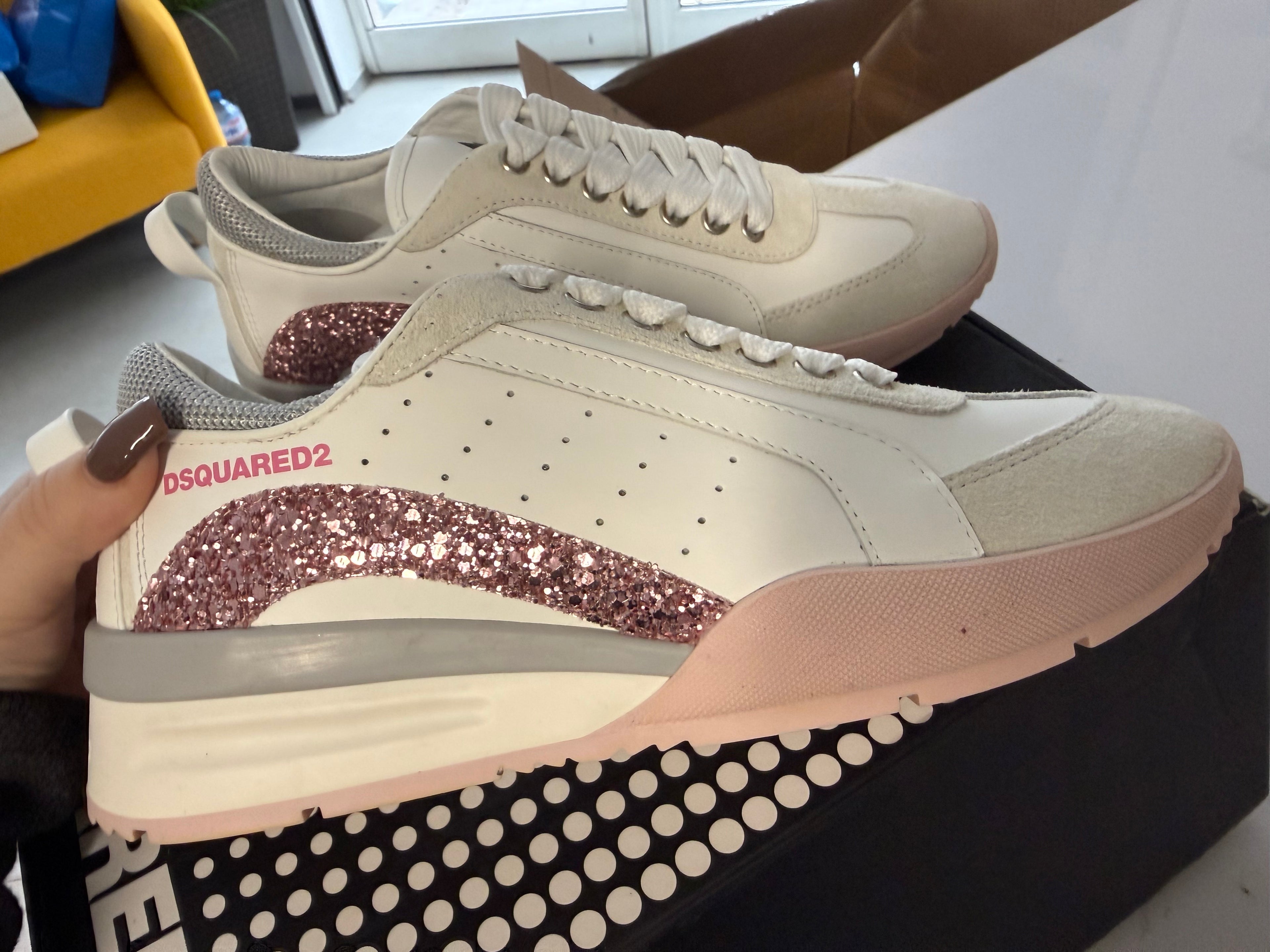 DSQUARED2 Glitter Leather Sneakers