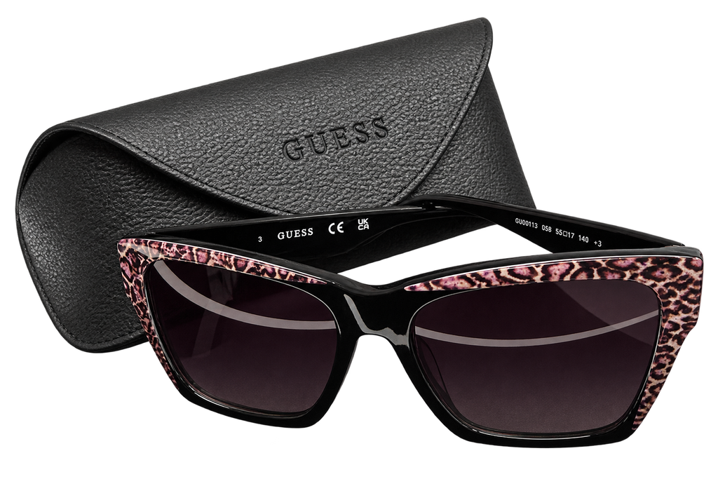 GUESS GU00113 05B Square Sunglasses – Black / Multicolour