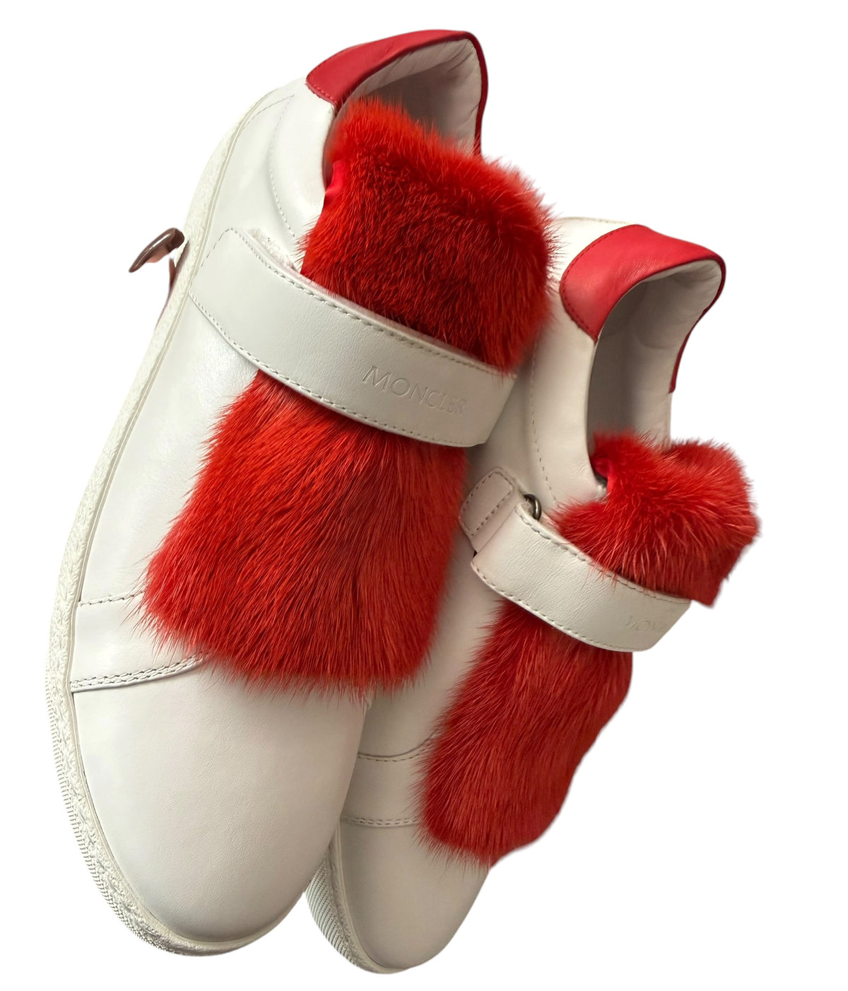 MONCLER Lucie Leather & Mink Fur Sneakers