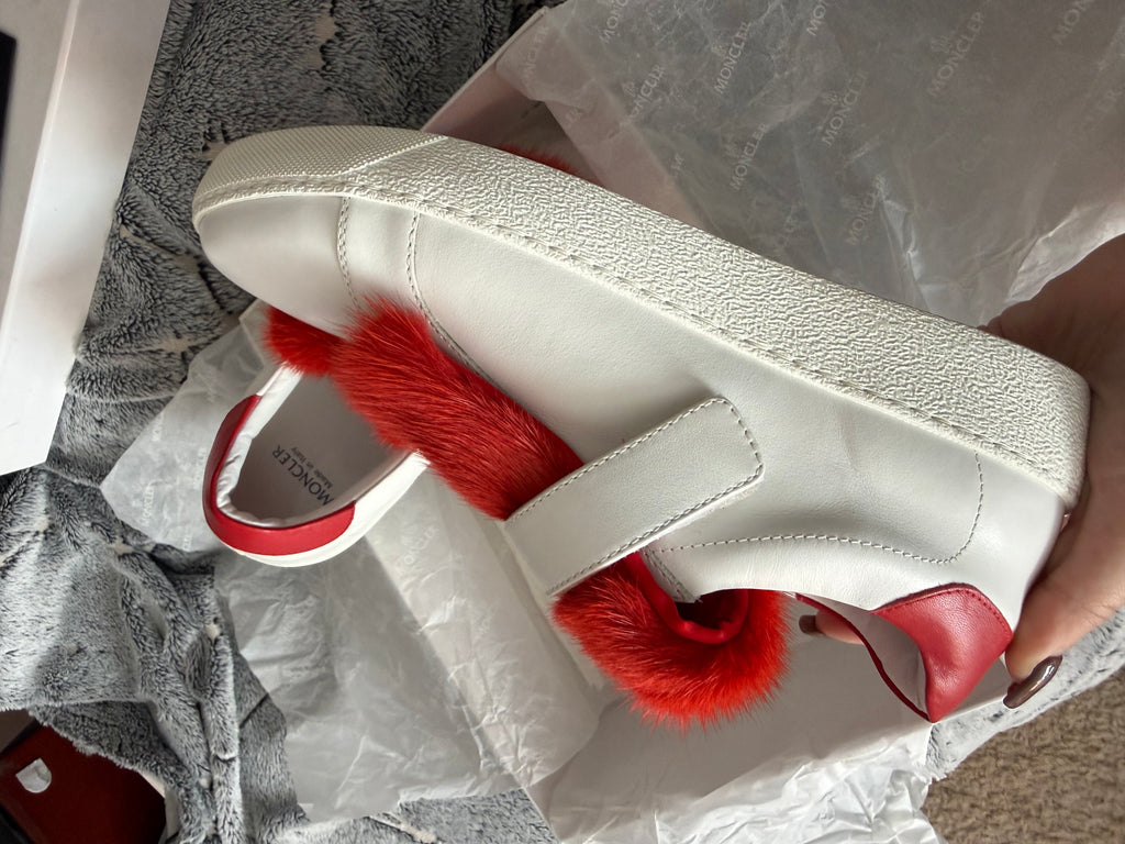 MONCLER Lucie Leather & Mink Fur Sneakers
