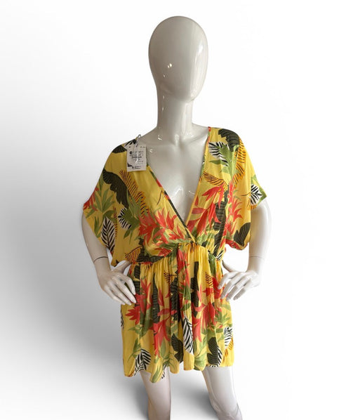 DESIGUAL Tropical Print Wrap Mini Dress
