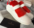 MONCLER Lucie Leather & Mink Fur Sneakers